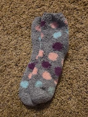 Cozy Gray Fuzzy Polka Dot Socks